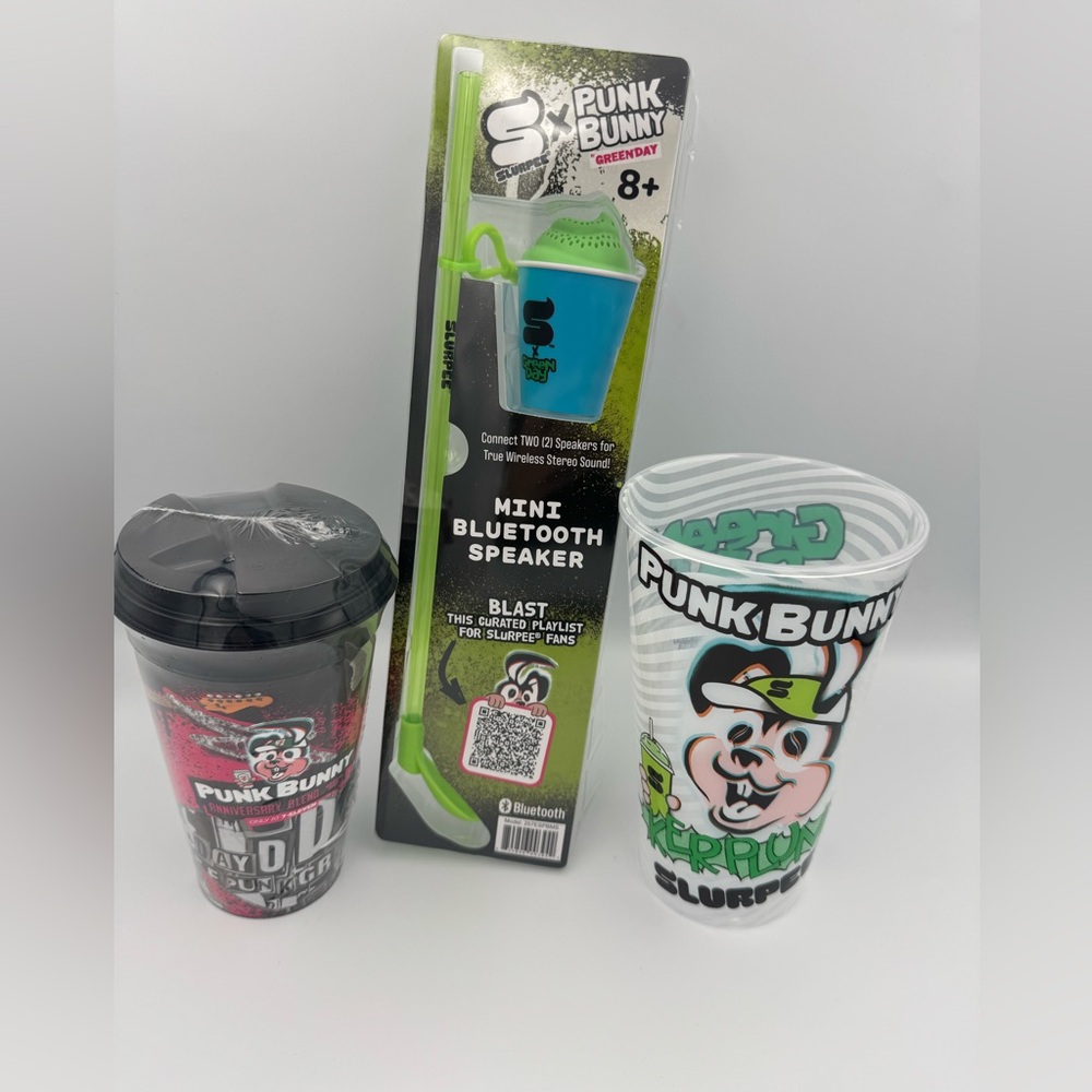Green Day 7-Eleven Punk‎ Bunny Kerplunk Speaker Cup Tumbler Set NEW